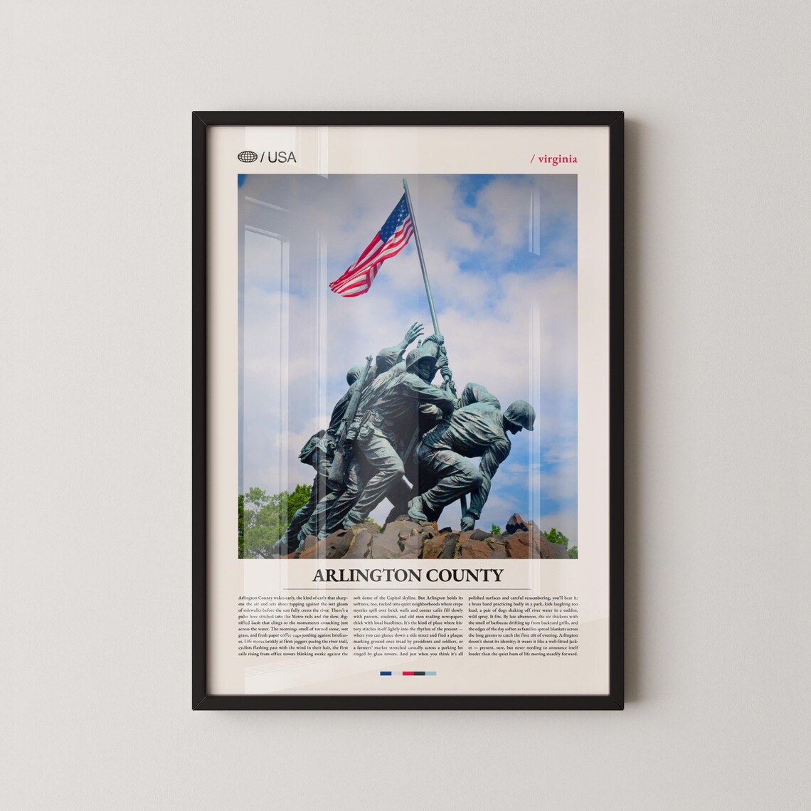 Arlington Virginia Marine Corps Memorial Flag Raising Poster