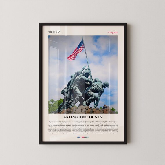 Arlington Virginia Marine Corps Memorial Flag Raising Poster