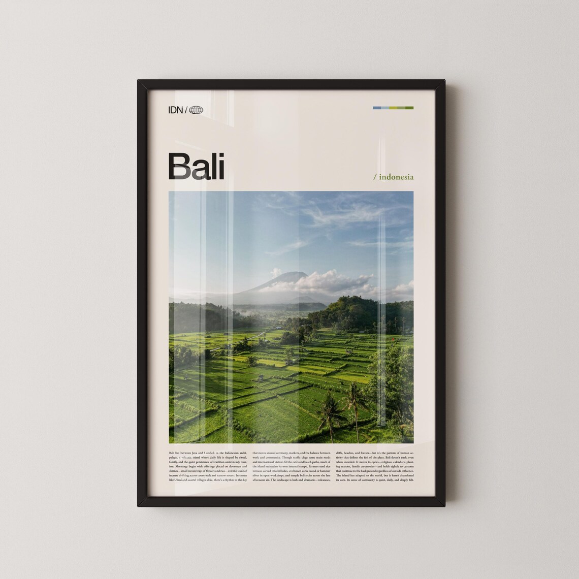 Bali Indonesia Rice Terraces Mountain View Photography Travel Poster