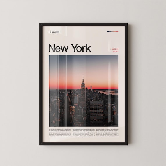 New York Manhattan Skyline Twilight Cityscape Photo Travel Poster