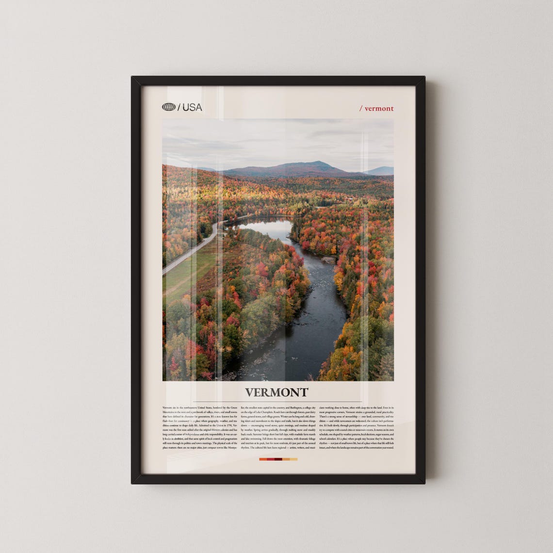 Vermont Fall Foliage River Aerial Landscape Travel Photo Poster