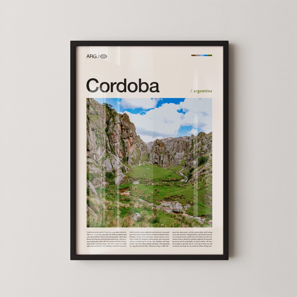 Cordoba Argentina Rocky Mountain Valley Editorial Travel Poster