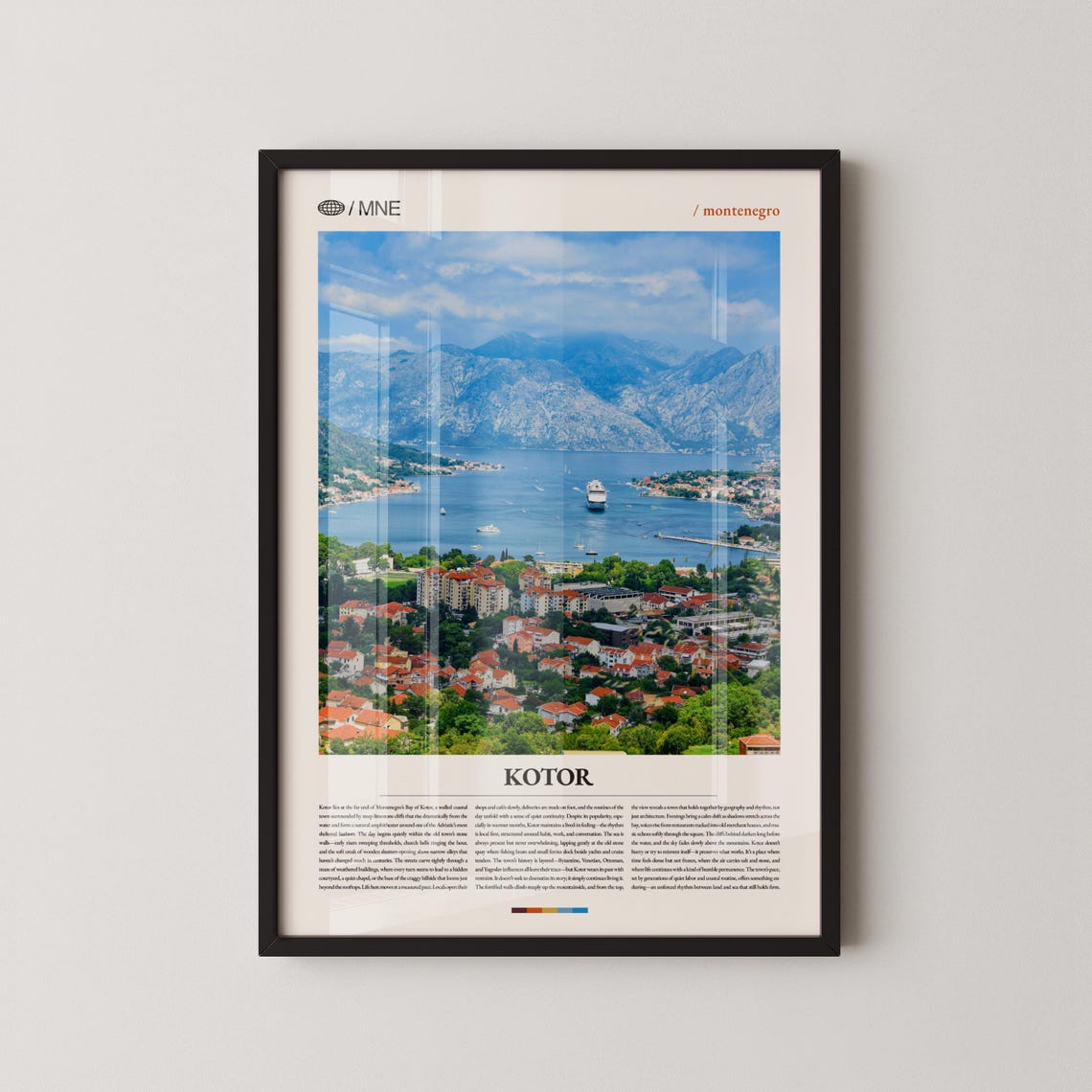Kotor Montenegro Bay Mountains Aerial Panorama Travel Poster
