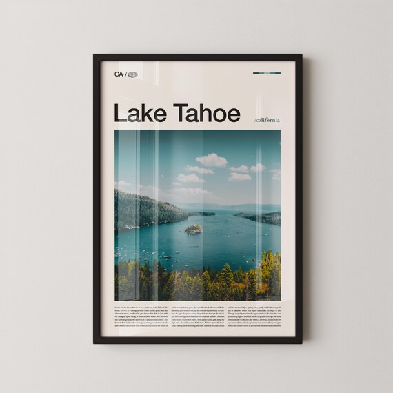 Lake Tahoe California Emerald Bay Aerial Turquoise Boats Poster
