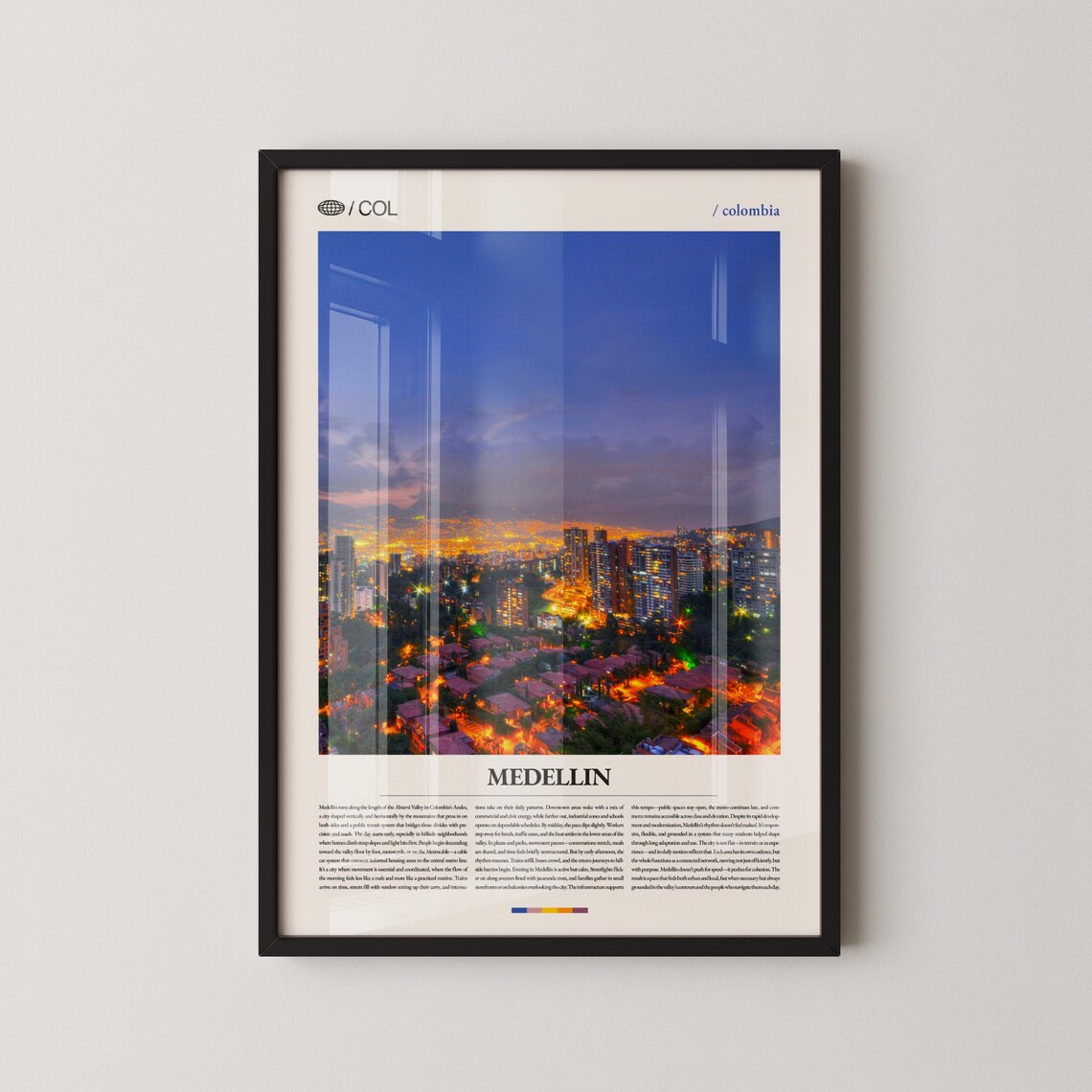 Medellin Colombia City Lights Night Skyline Magazine Style Poster