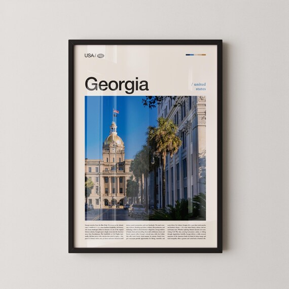 Georgia Savannah Historic Gold Dome City Hall Street Scene Poster