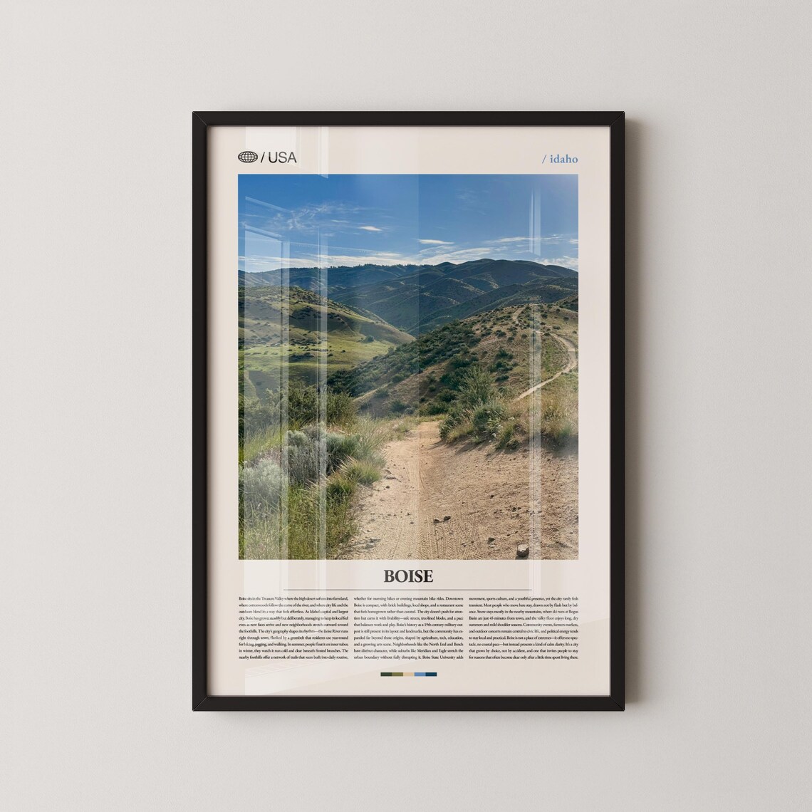 Boise Idaho Foothills Hiking Trail City Nature Travel Photography Poster