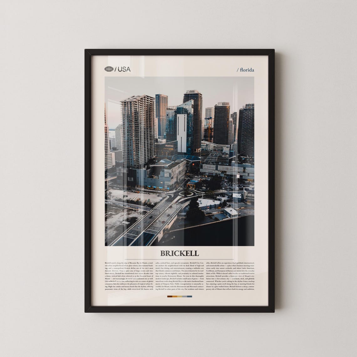 Brickell Florida Highway View Aerial Cityscape Travel Poster Design