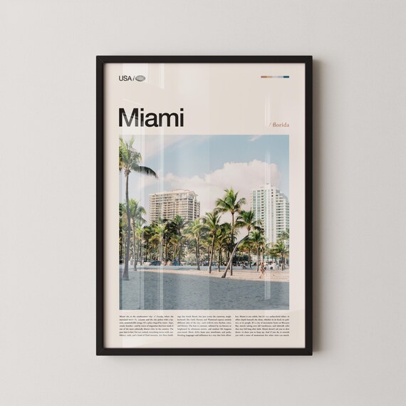 Miami Print Florida Wall Art Poster Photo South Beach Ocean Drive Wynwood Walls Biscayne Bay Little Havana