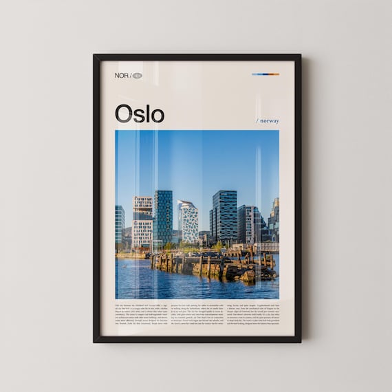 Oslo Norway Barcode Row Harbor Waterfront Modern Cityscape Poster