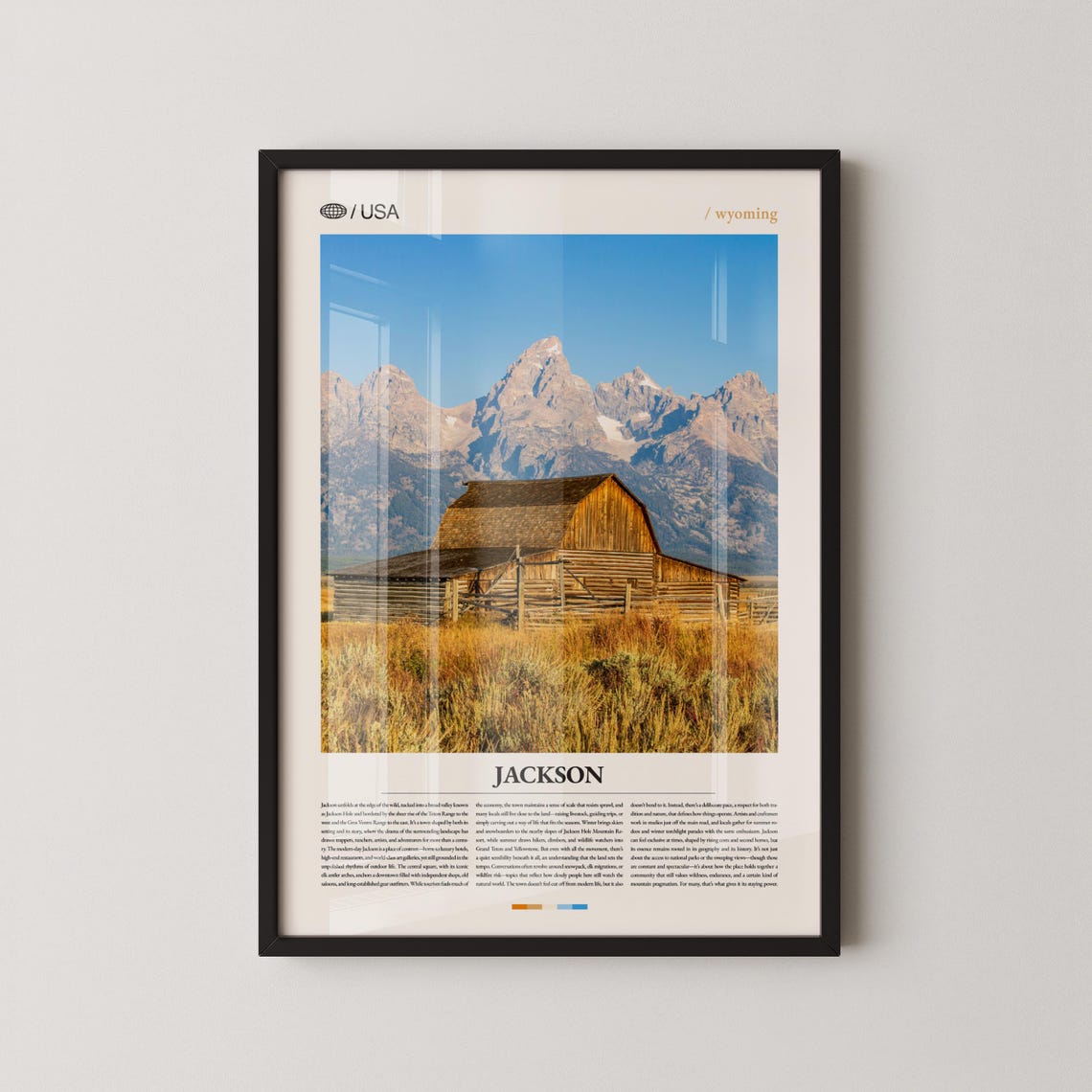 Jackson Wyoming Teton Range Barn Mountain Landscape Travel Poster