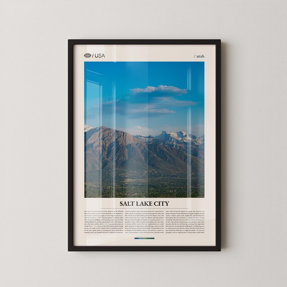 Salt Lake City Utah Mountains Editorial Travel Photography Poster