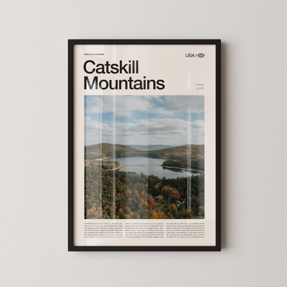 Catskill Mountains New York Autumn Lake Aerial Travel Photo Poster