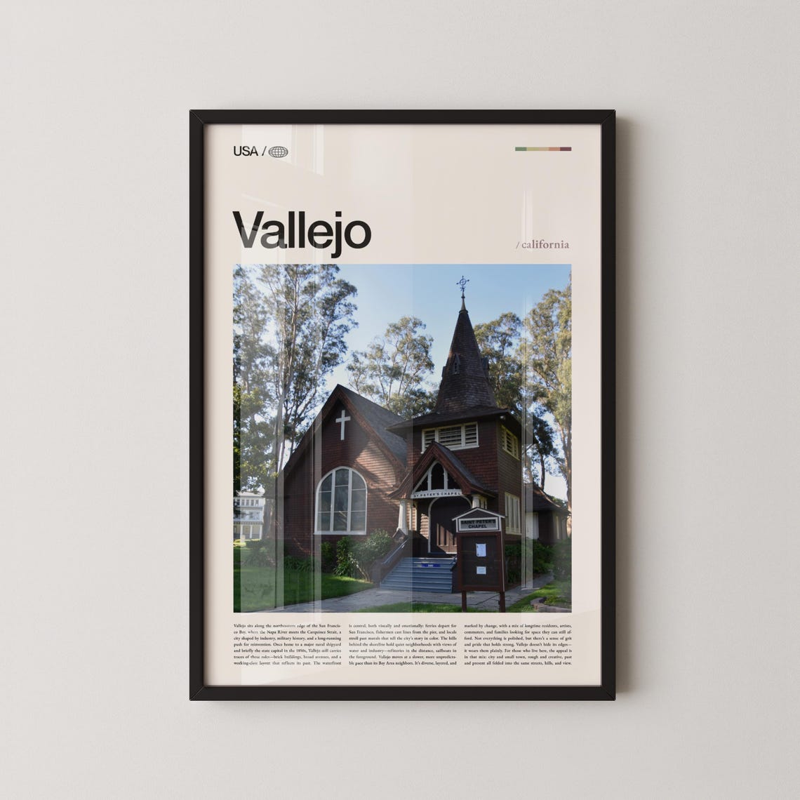 Vallejo California Historic Wooden Chapel Photo Travel Poster