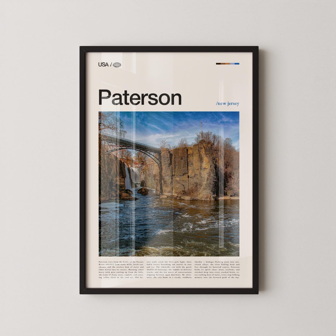 Paterson New Jersey Great Waterfall Arch Bridge River Poster
