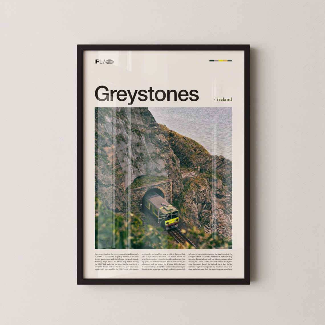 Greystones Ireland Train Emerging Cliff Tunnel Coastal View Poster