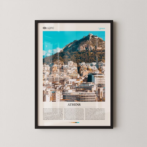 Athens Greece Cityscape Overlooking Ancient Hillside Photo Poster