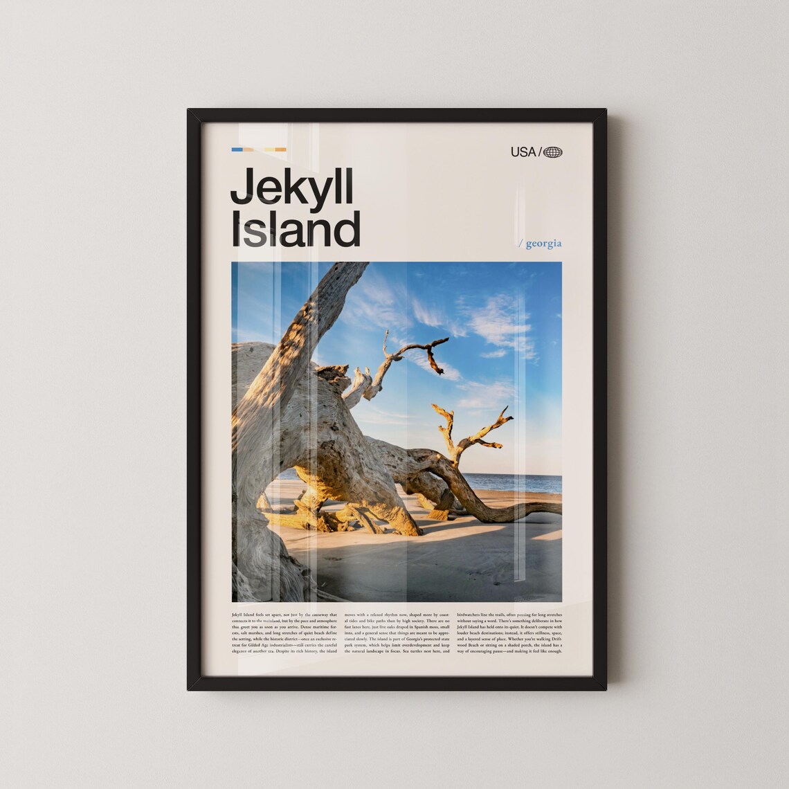 Jekyll Island Georgia Weathered Driftwood Tree Beach Seaside Travel Poster