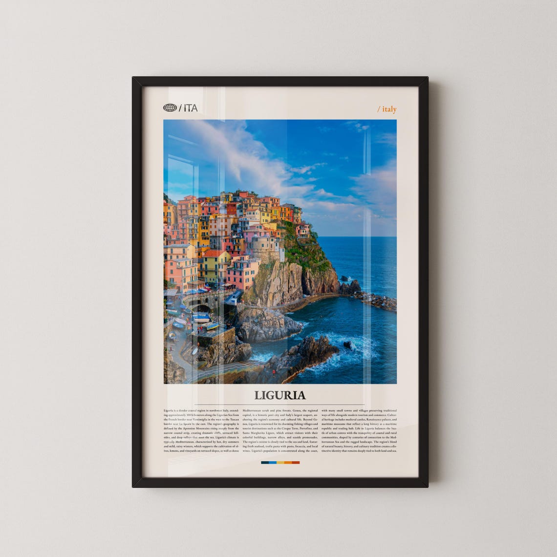 Liguria Italy Colorful Cliffside Village Mediterranean Coast Poster