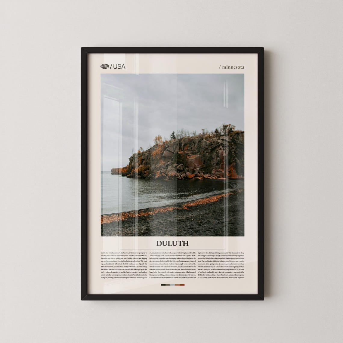 Duluth Minnesota Rocky Lake Superior Shoreline Moody Water Poster