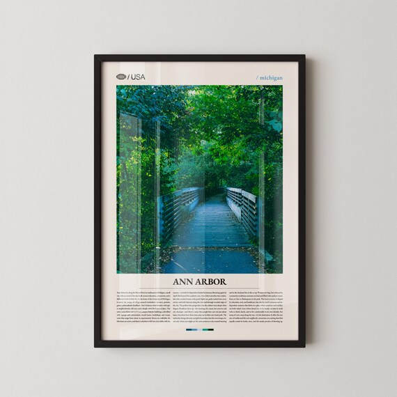 Ann Arbor Michigan Lush Green Woodland Boardwalk Walkway Poster