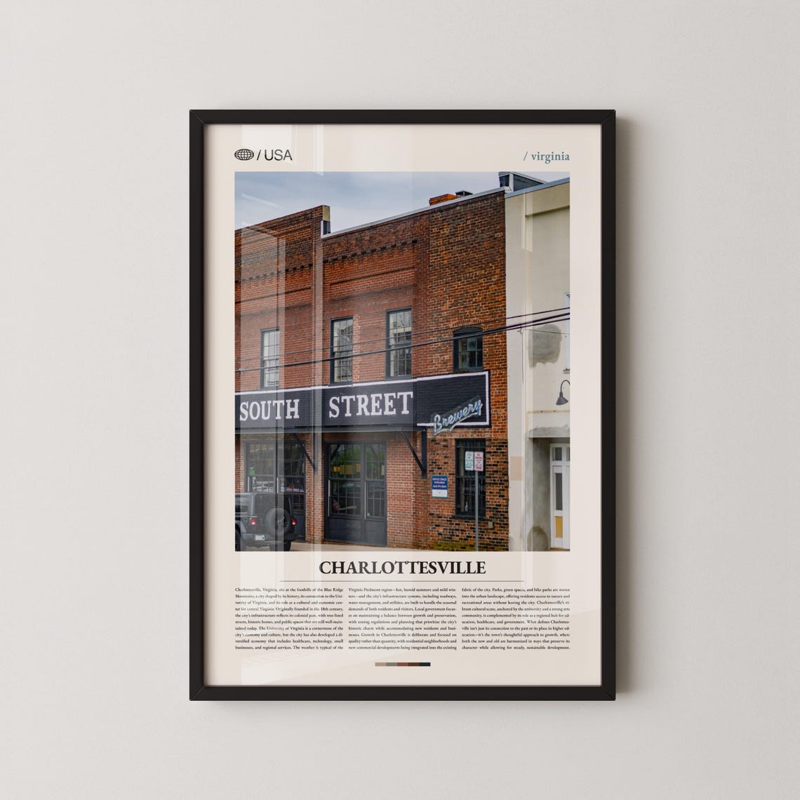 Charlottesville Virginia South Street Bottom Title Travel Poster