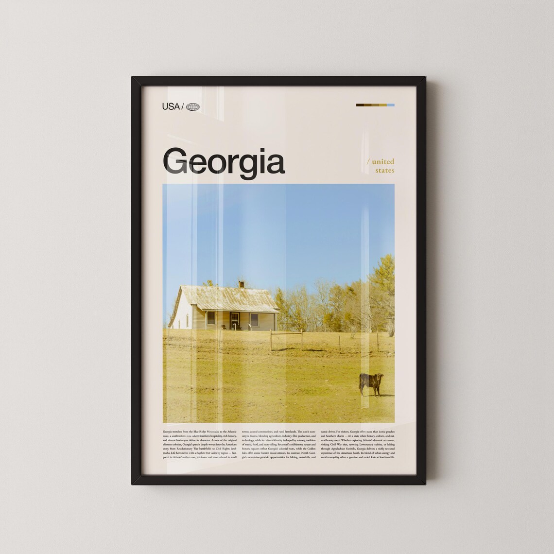 Georgia Countryside Cabin Cow Pasture Golden Hour Photo Poster