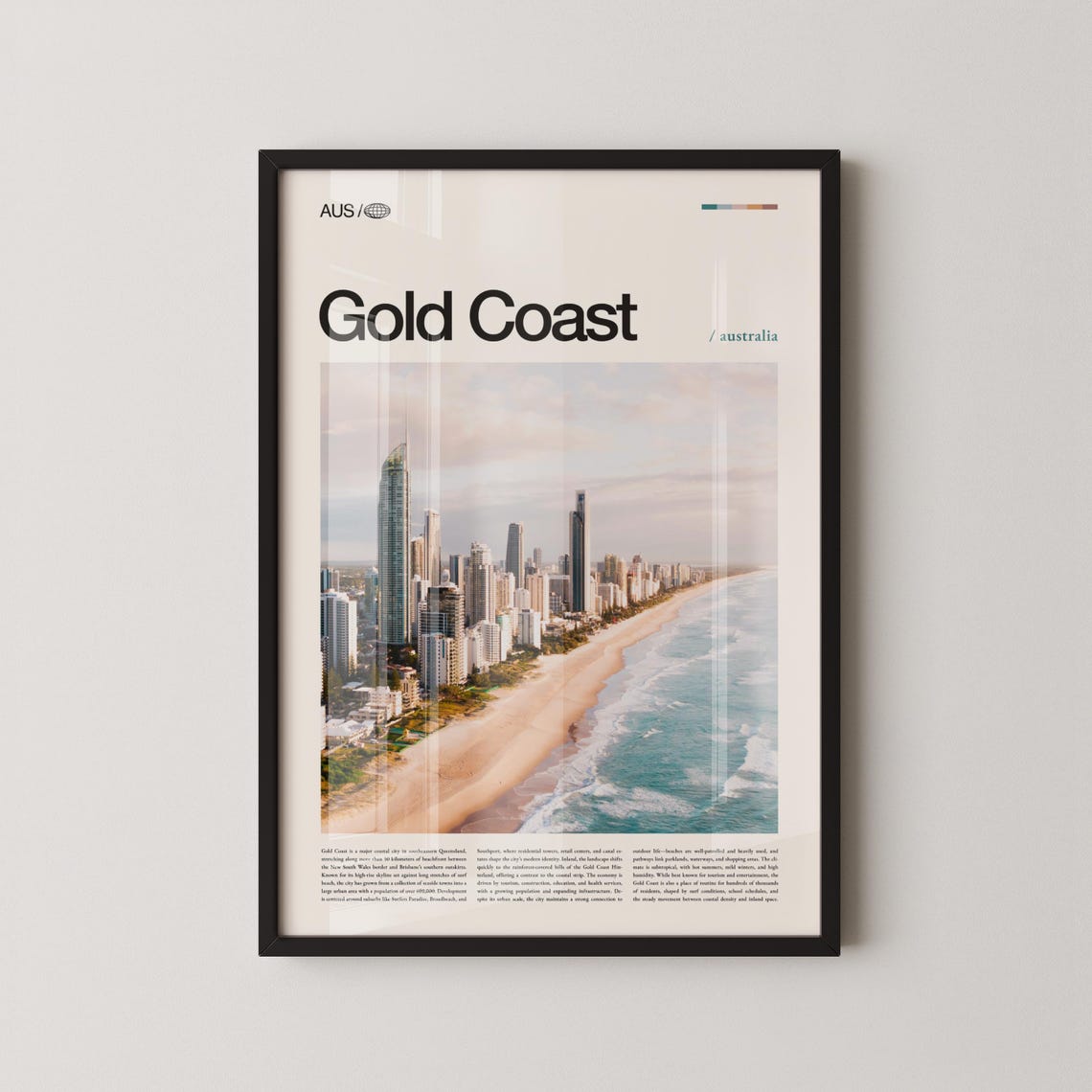 Gold Coast Australia Skyline Daytime Beach Aerial Photo Poster