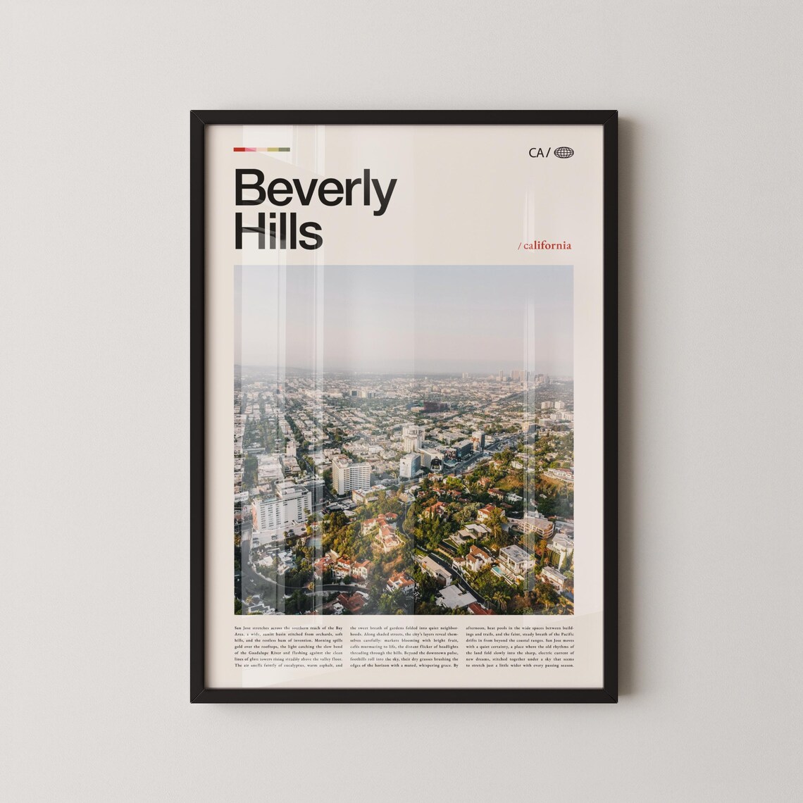 Beverly Hills California Twilight Aerial Photography Travel Poster