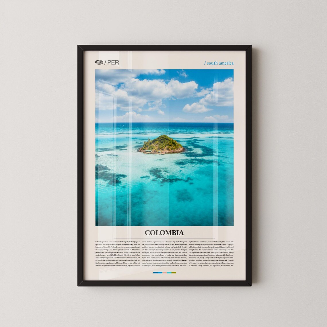 Colombia Tropical Island Turquoise Sea Aerial Photography Travel Poster