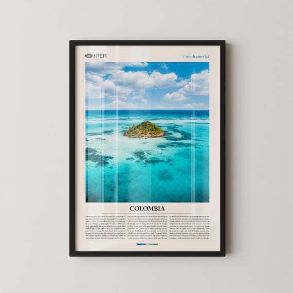 Colombia Tropical Island Turquoise Sea Aerial Photography Travel Poster