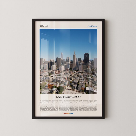 San Francisco California Downtown Skyline Aerial Editorial Poster