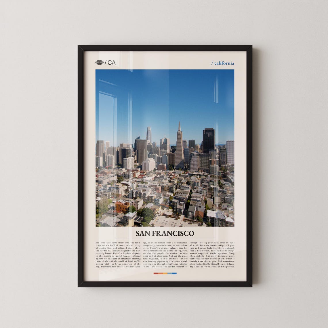 San Francisco California Downtown Skyline Aerial Editorial Poster
