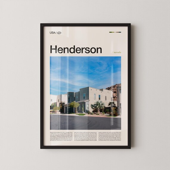 Henderson Nevada City Travel Photography Modern Suburban Desert Decor Poster