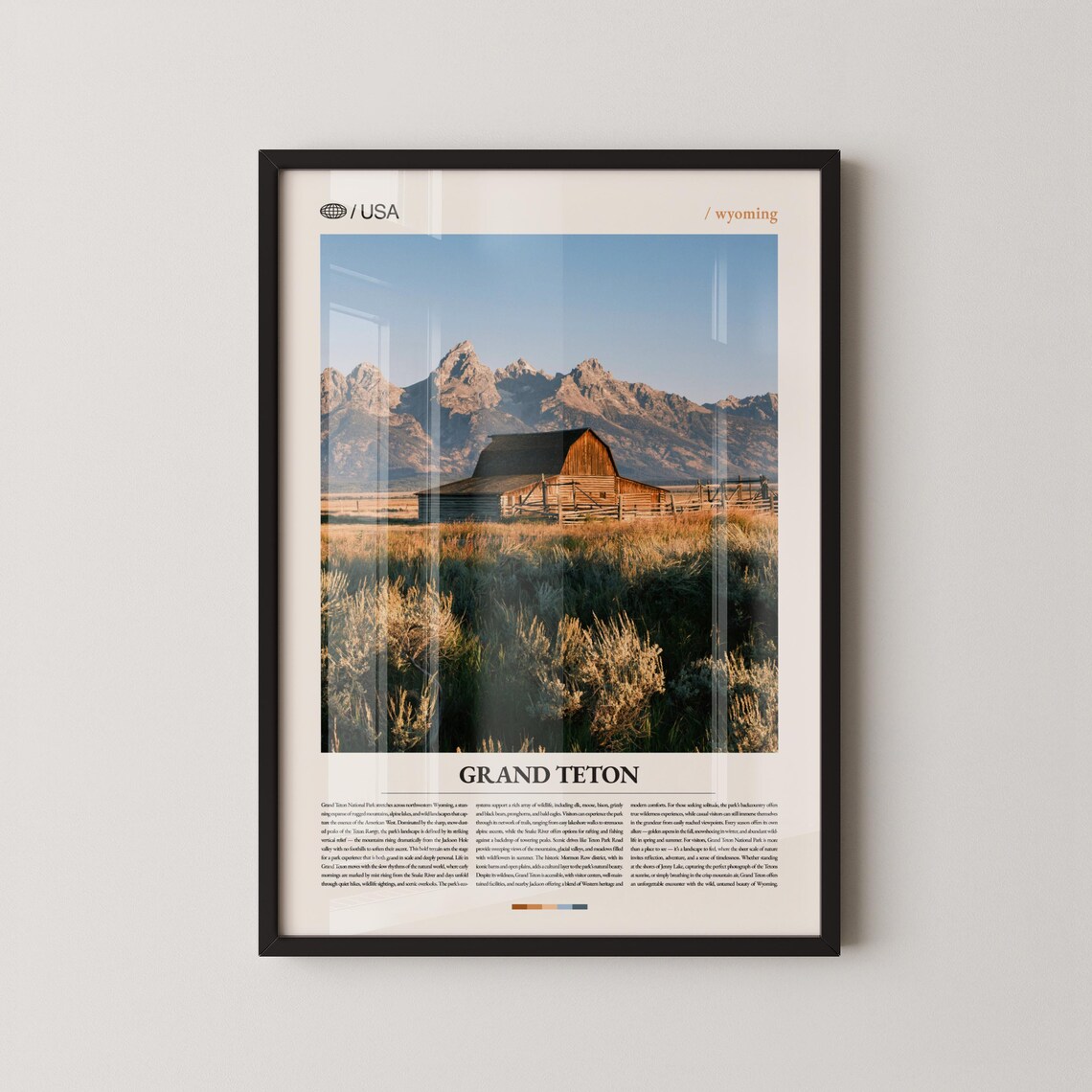 Grand Teton Wyoming Rustic Barn Mountain Range Photo Travel Poster
