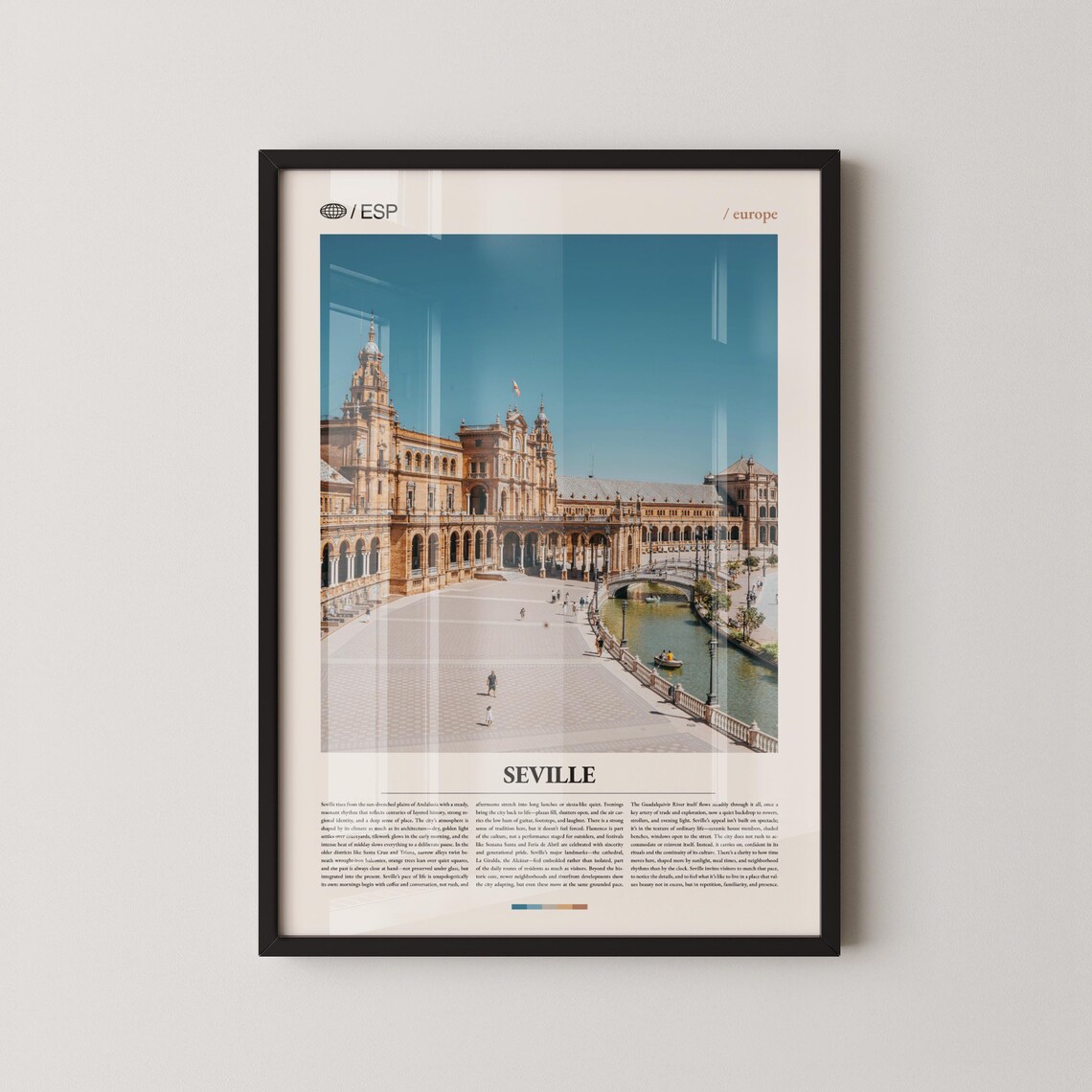 Seville Spain Travel Poster with Plaza de Espana Under Blue Sky Photo