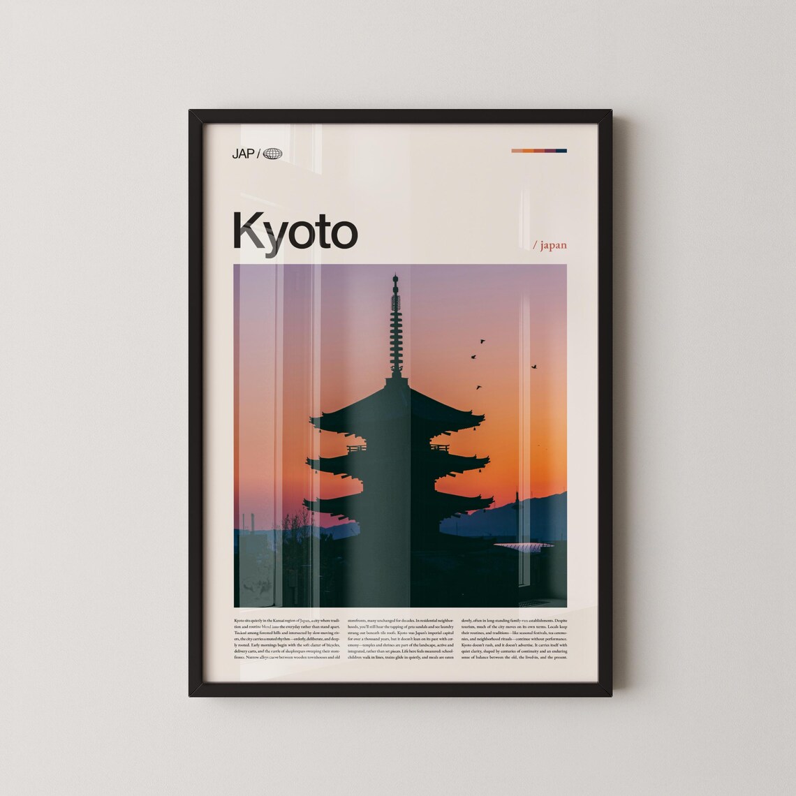 Kyoto Japan Historic Temple and Garden Travel Poster