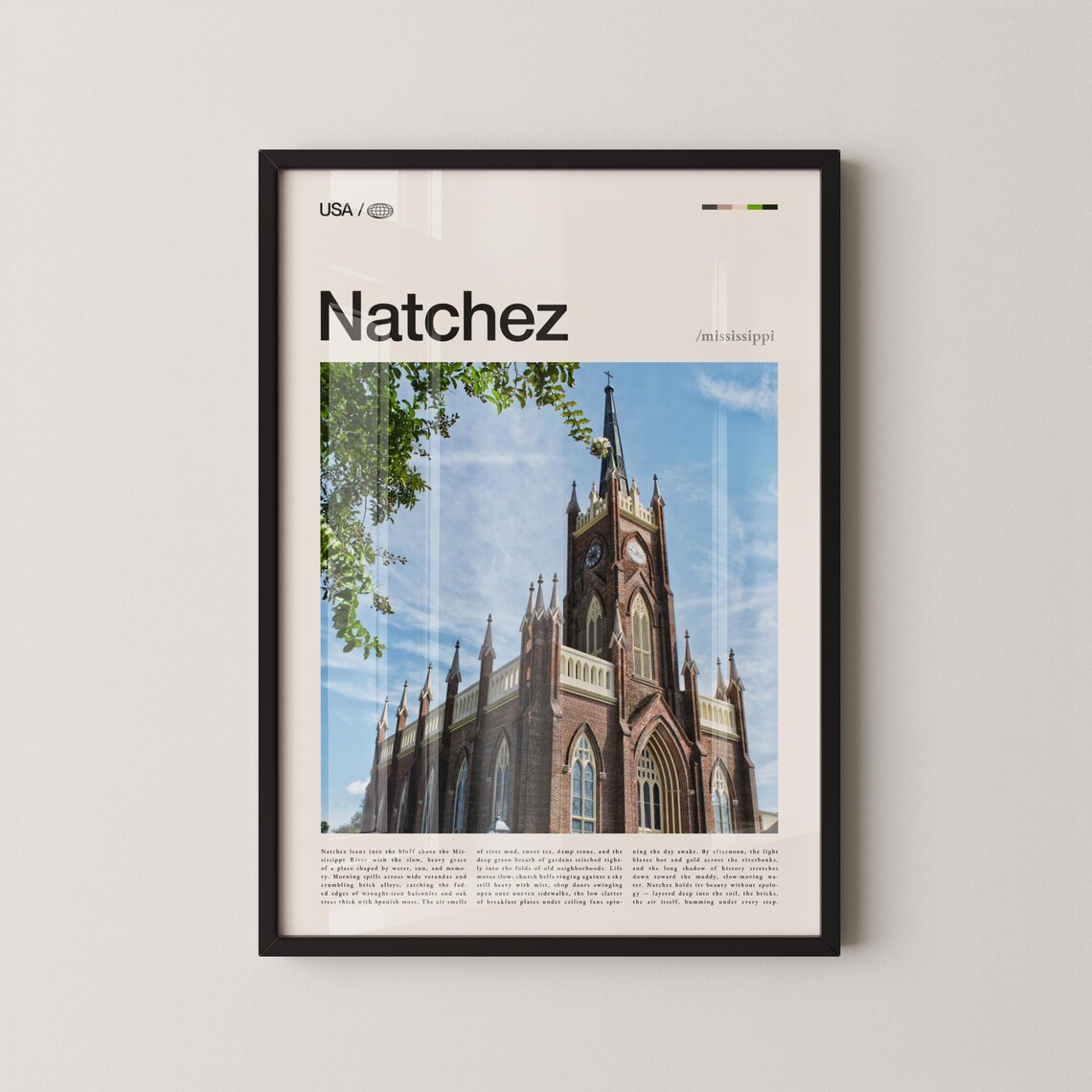 Natchez Mississippi Basilica Church Vertical Photo Travel Poster