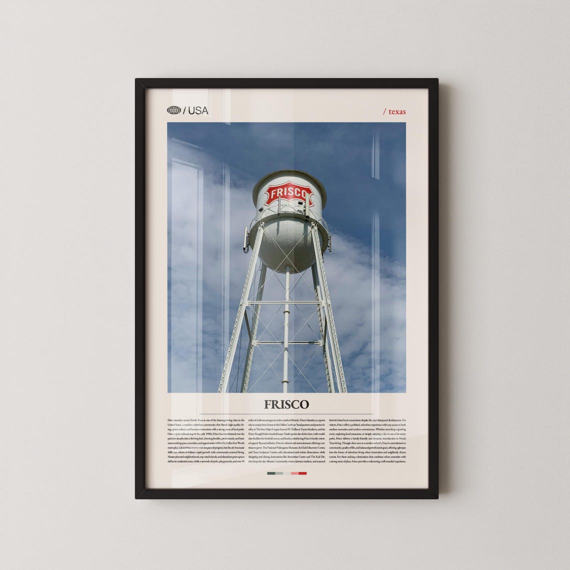 Frisco Texas Famous Iconic Water Tower Blue Sky Photography Poster