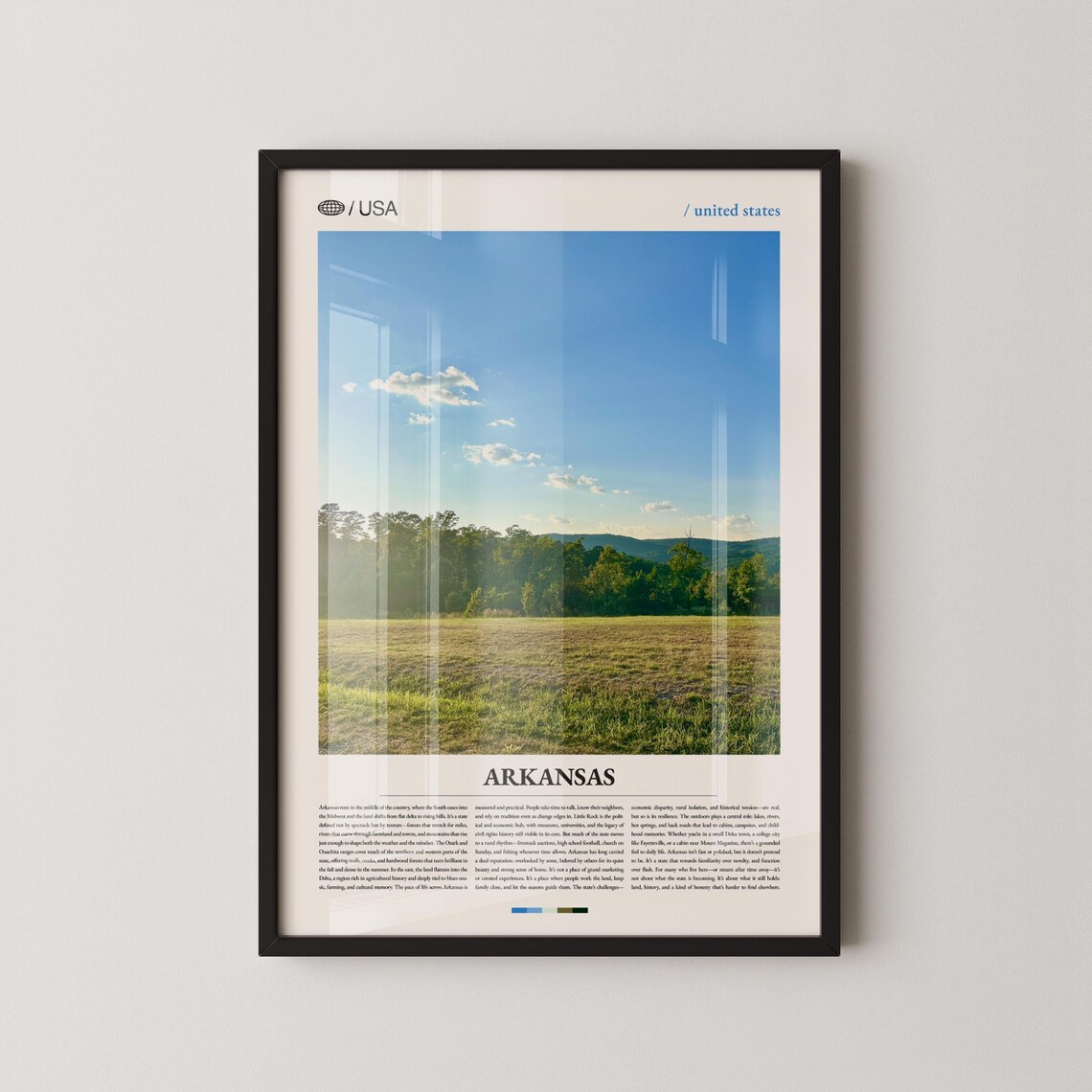Arkansas Green Meadow Summer Morning Bright Nature Travel Poster