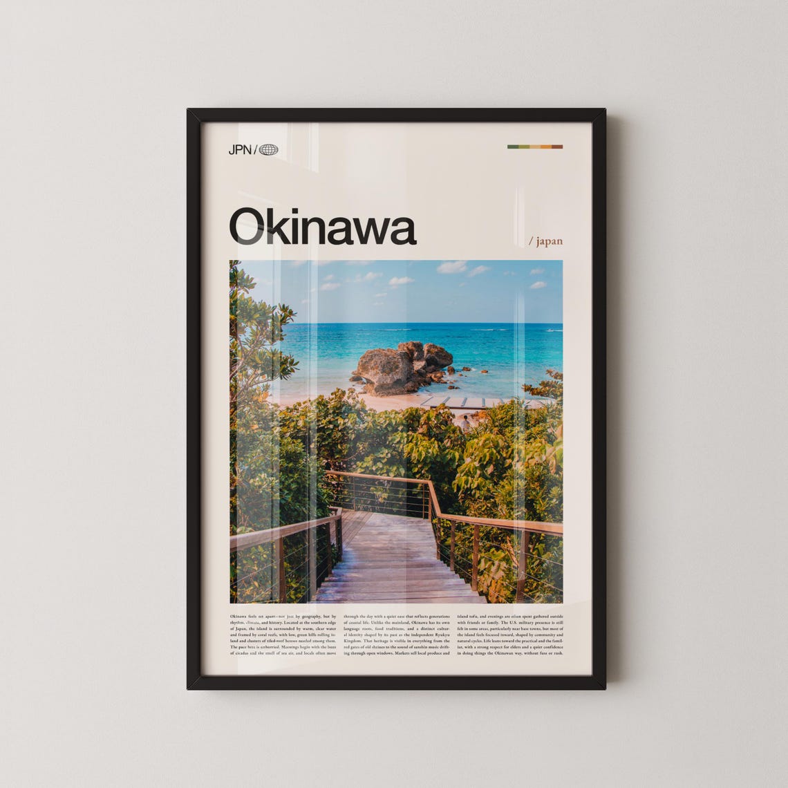 Okinawa Japan Tropical Beach Boardwalk Paradise Travel Poster