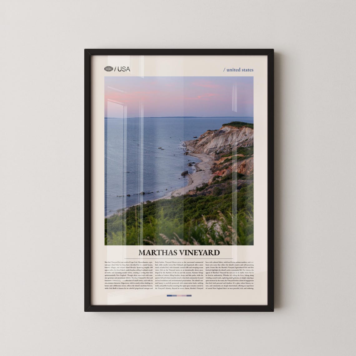 Marthas Vineyard Sunset Cliffs Coastal Travel Photography Poster