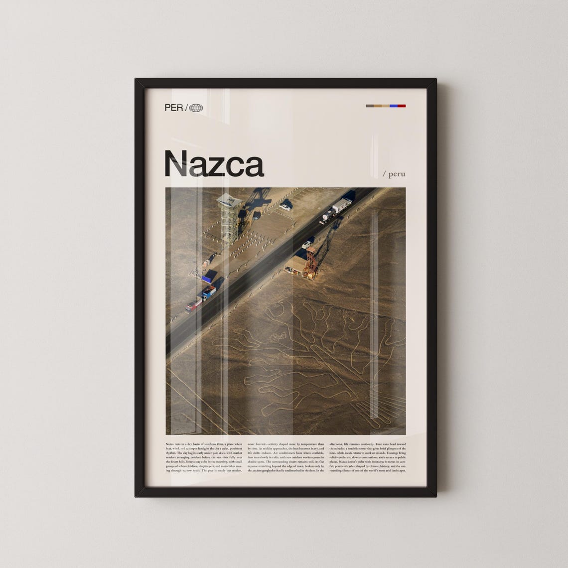 Nazca Peru Monkey Geoglyph Aerial Desert Photo Travel Poster