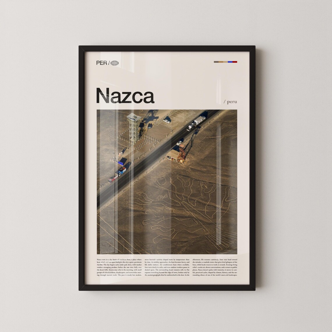 Nazca Print Wall Art Poster Peru Aerial Photography Lines Desert Decor