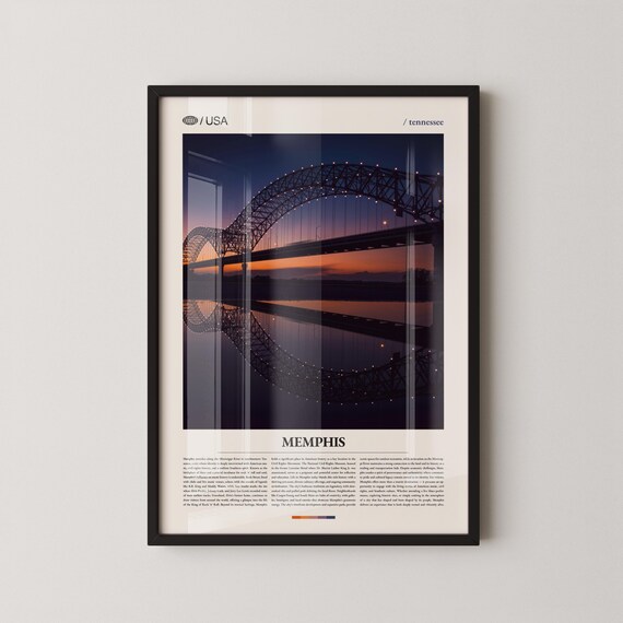 Memphis Tennessee Mississippi River Bridge Sunset Night Photo Poster