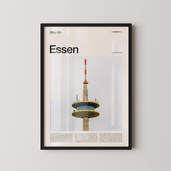 Essen Germany TV Tower Landmark Ruhr Industrial City Travel Poster