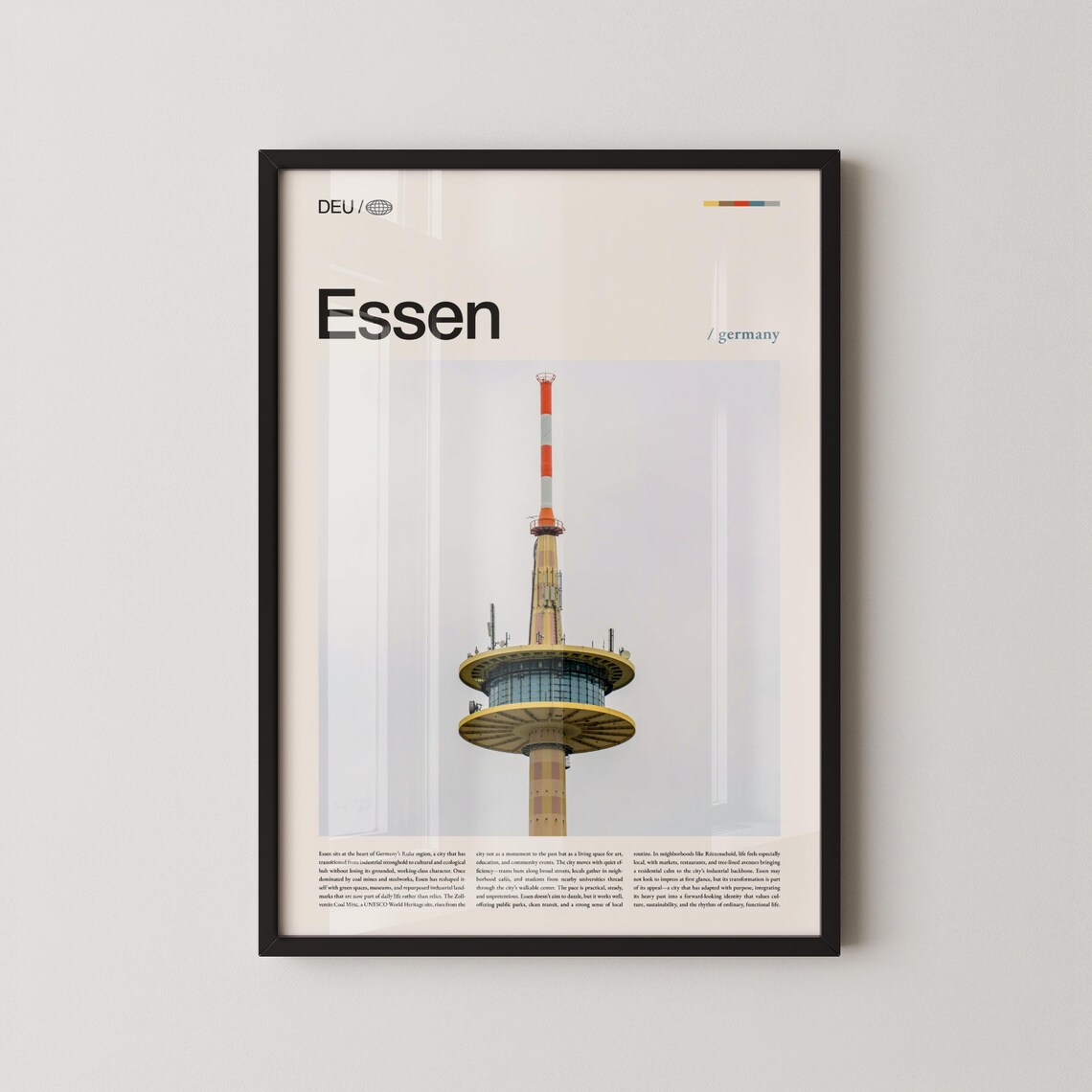 Essen Germany TV Tower Landmark Ruhr Industrial City Travel Poster