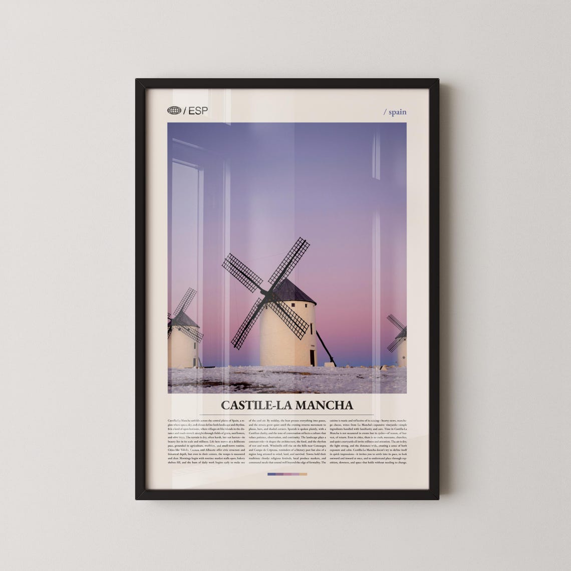 Castile La Mancha Windmills at Dusk Under a Lavender Sky Poster