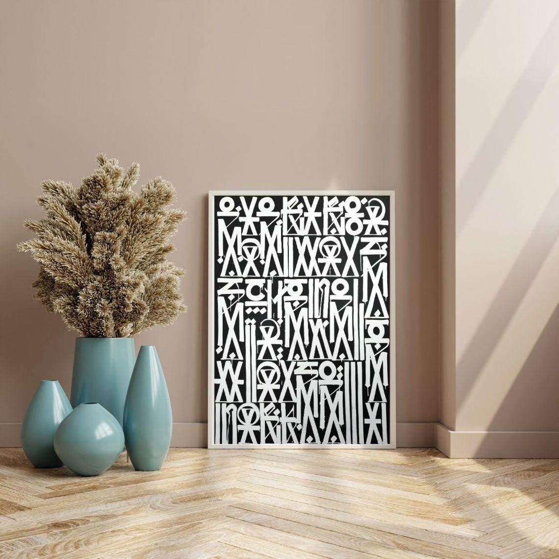 Black And White Abstract Art Bold Graffiti Style Print Modern Urban Wall Art Contemporary Lettering Decor Minimalist Statement Poster - Image 2
