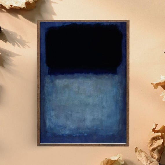 Mark Rothko Inspired Blue And Black Abstract Art Print Minimalist Color Block Wall Art Bold Modern Painting For Contemporary Home Decor